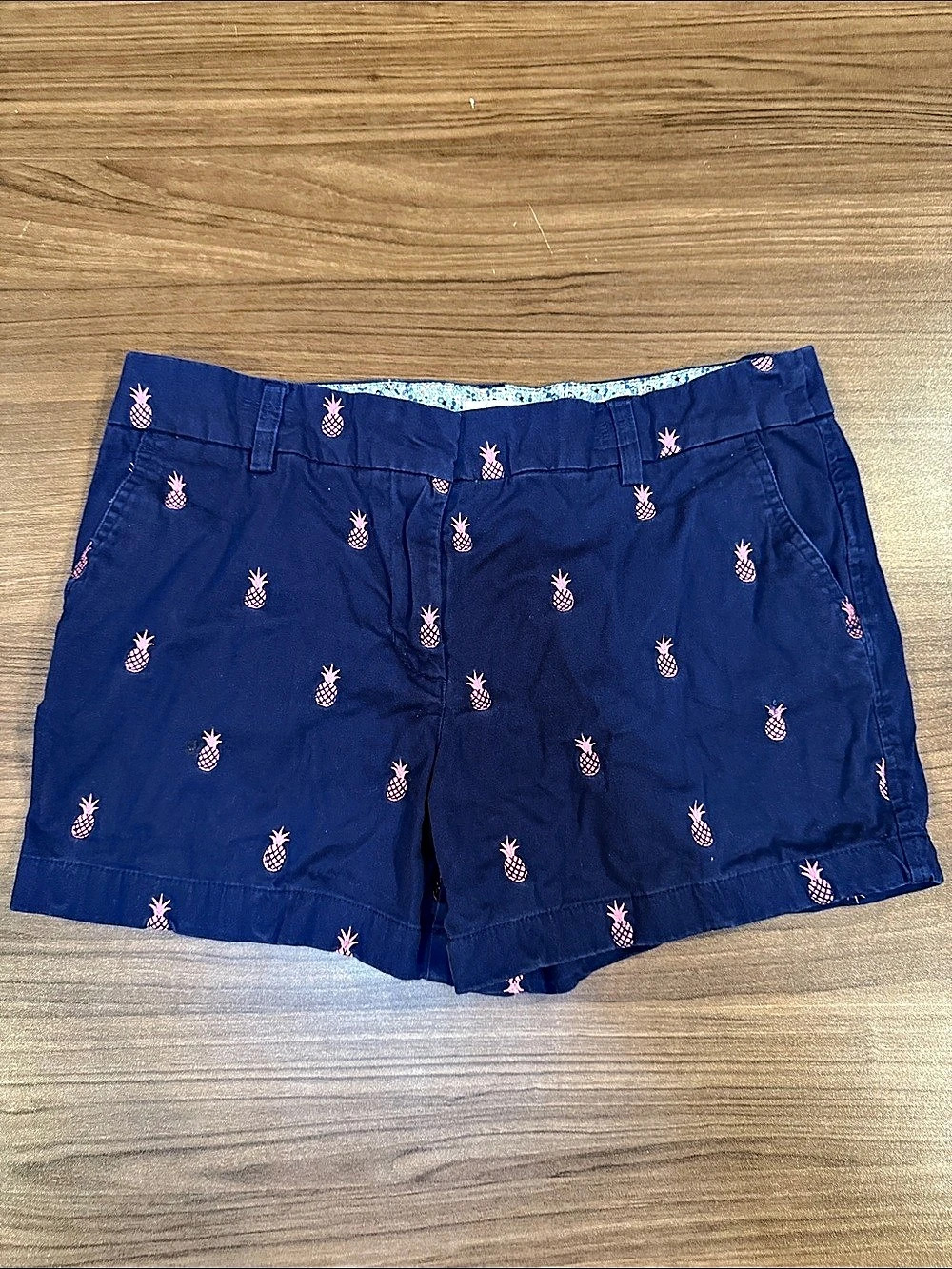 Cambridge Dry Goods Pineapple Print Chino Shorts Blue & Pink Size 8